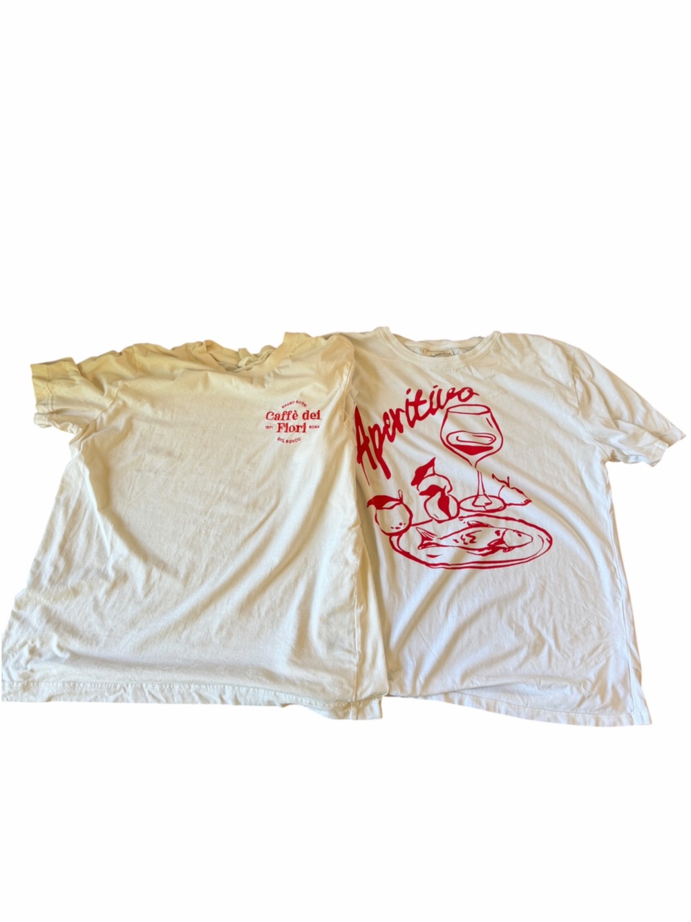 Bundle of 2 Italian Café Graphic Tees – White & Red